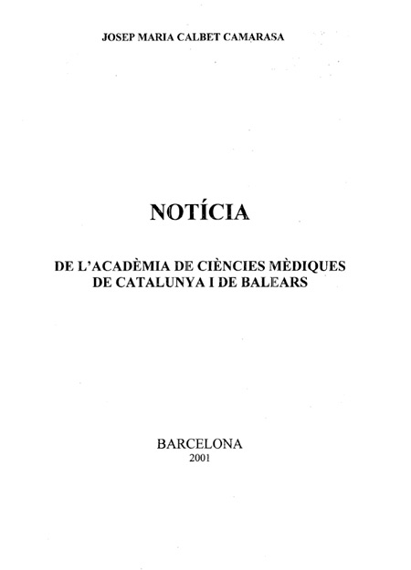 Josep M. Calbet i Camarasa. Notícia de l’Acadèmia de Ciències Mèdiques.
